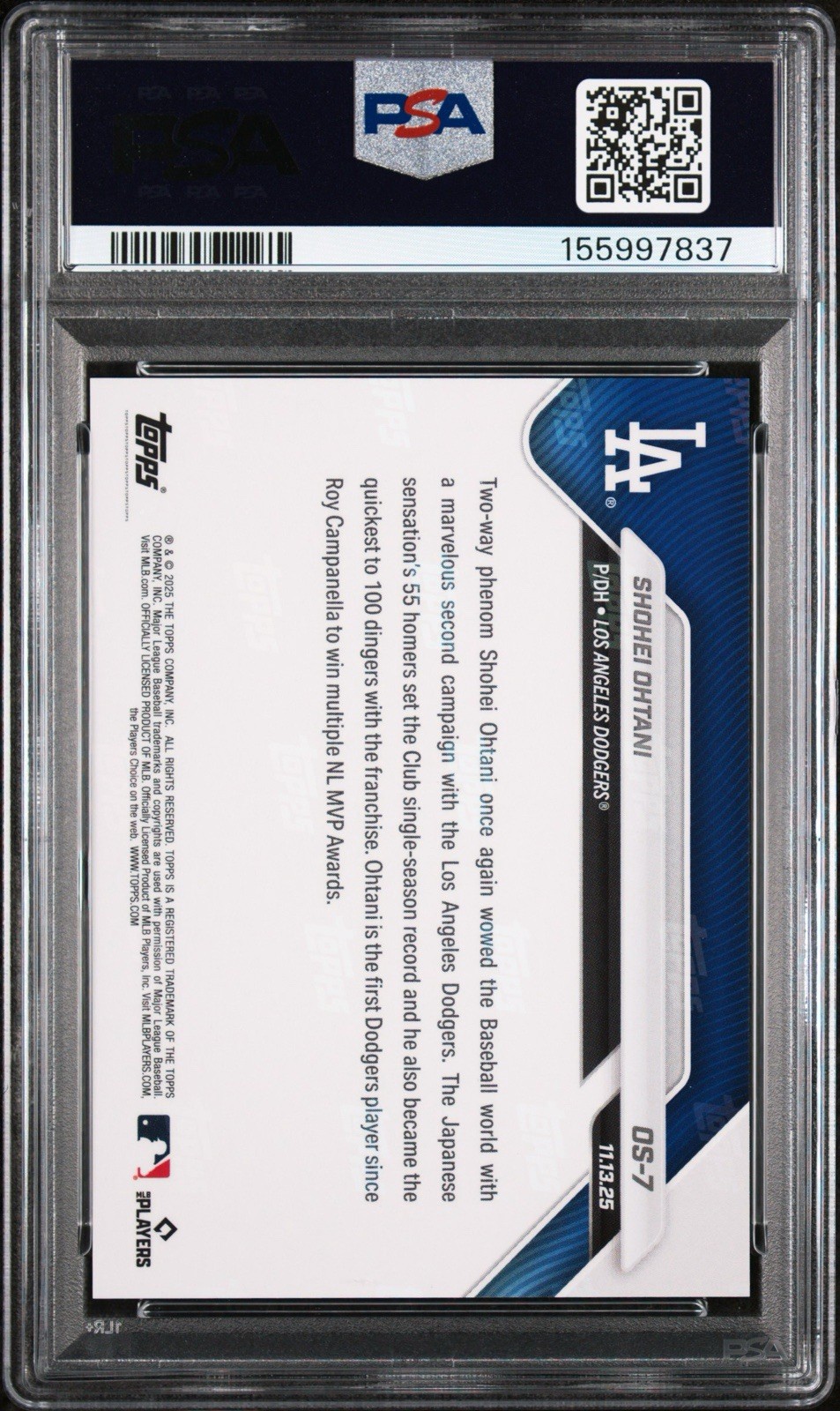 2025 TOPPS NOW OFFSEASON #OS-7 SHOHEI OHTANI PSA 10 view 2