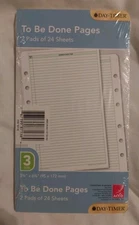 Day-Timer Portable Size 3 3/4" x 6 3/4" To Be Done Pages 2 Pads of 24 Sheets
