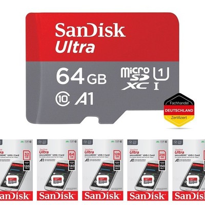 SanDisk Ultra A1 micro SD Speicherkarte 16GB, 32GB, 64G, 128GB, 256GB, 512GB