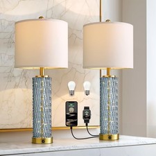 27.75  Table Lamps Set of 2 Modern Bedside Lamp with LED Night Light, USB Blue