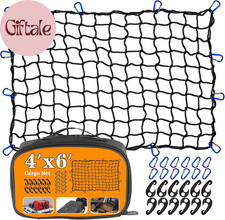 4 X6 Truck Cargo Net Expands to 8' X 12' with 4"X4" Mesh Grid Super Duty Bungee