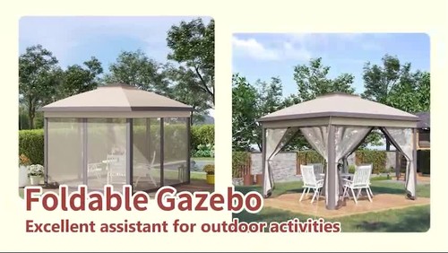 Outsunny Pop Up Gazebo Height Adjustable Canopy Tent w/ Carrying Bag, Beige - Video 1 of 1