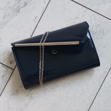 Damen Clutch marineblau Lackleder-Optik recht...