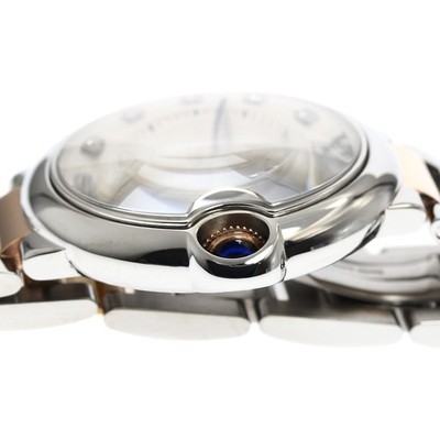 CARTIER Baron blue WE902031 11P diamond Silver Dial 