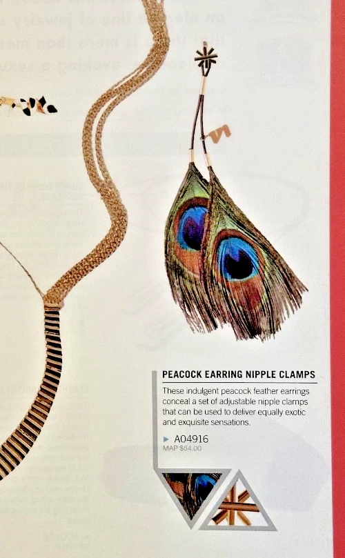 Pendientes de pluma de pavo real Cleopatra sin encuadernar pinzas para pezones joyería nuevos en caja Foto 2 de 4