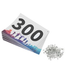 Running Bib Numbers 7x6 Inch, 1-300 Waterproof Competitor Number, Multicolor