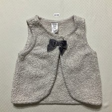 Carter  s Little Girl Vest size 18M White  Gray Sleeveless Fleece Button Closure