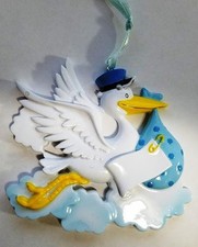 Pelican Bird Mail Blue Personalized Christmas Tree Ornament