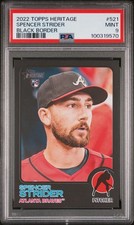 2022 Topps Heritage Spencer Strider Black Border /50 PSA 9 Mint - Pop 7 1 Higher