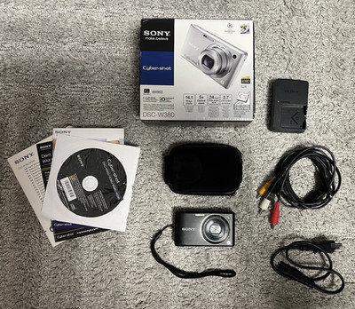 Sony Cybershot DSC-W380 Digitalkamera 14,1 MP 5x Zoom Schwarz top Zustand 