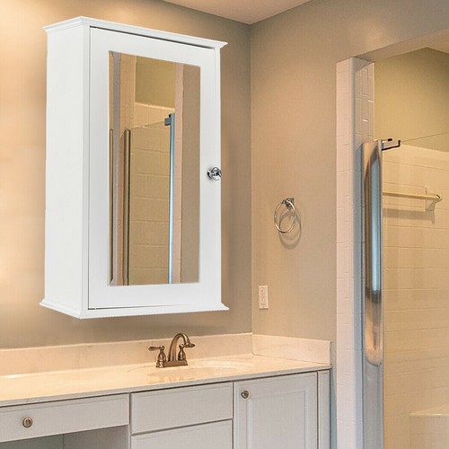 3 Tier Bathroom Wall Mount Medicine Cabinet w/Adjustable Shelves & Single Mirror - Picture 4 of 9