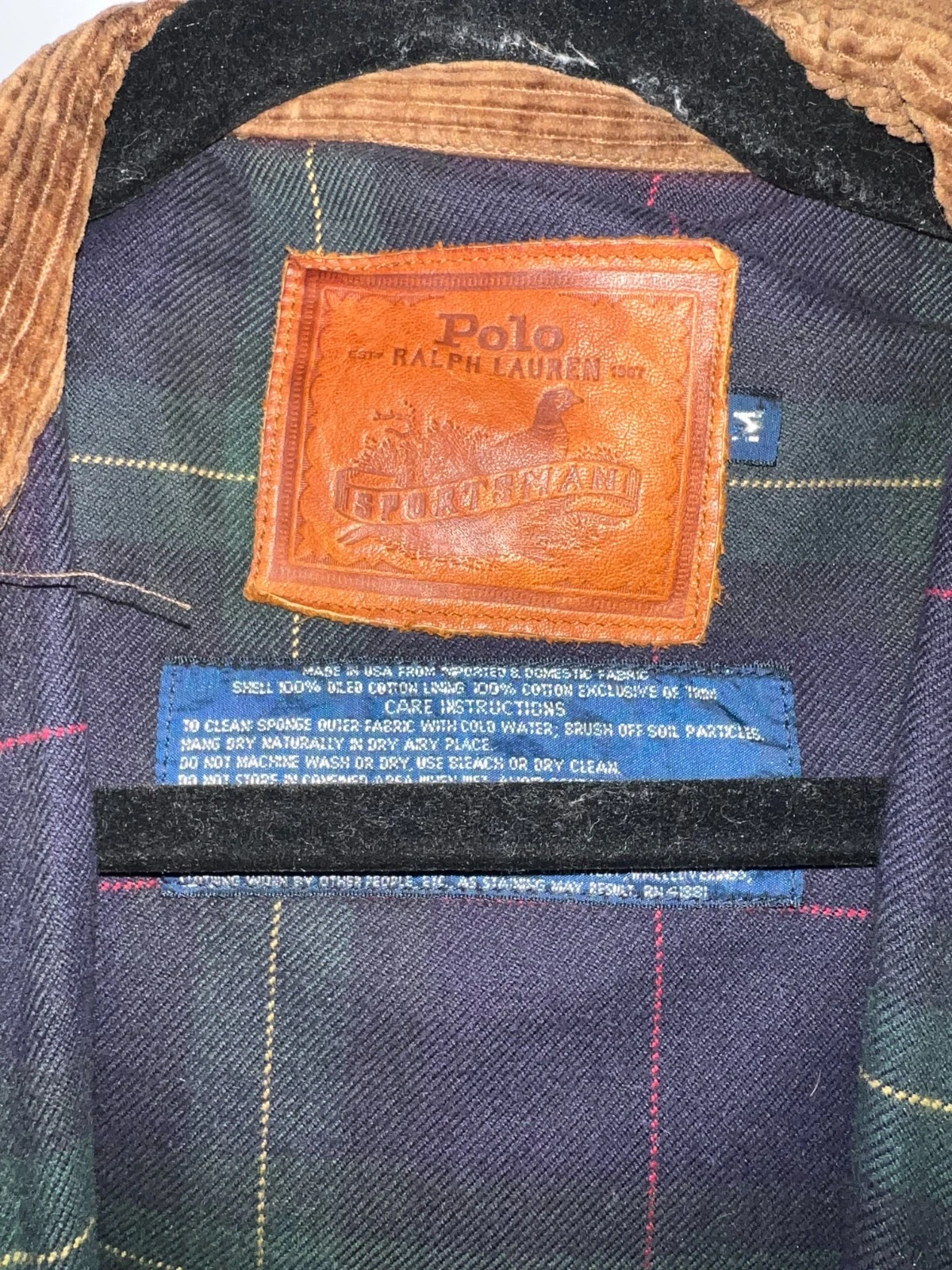 Green Polo Waxed and Lined Heritage Bomber Jacket Size Medium - product detail image 2