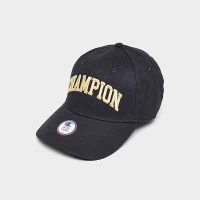 NEW Champion Classic Twill Adjustable Hat Black Yellow Gold Logo Cap Dad Hat
