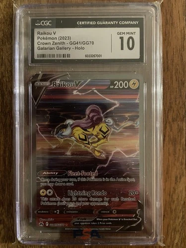 Raikou V GG41/GG70 Crown Zenith: Galarian Gallery Holo CGC 10
