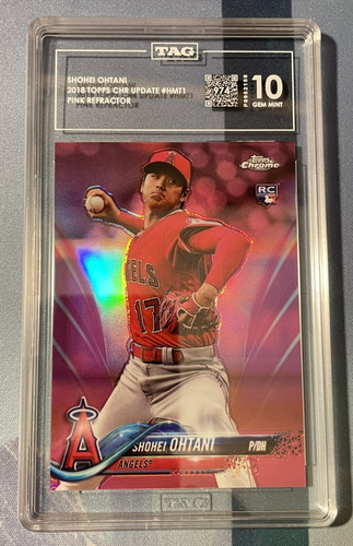 2018 Topps Chrome Update Shohei Ohtani Pitching #HMT1 Pink Refractor RC TAG 10