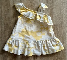 Janie  Jack California Sun 2020 Yellow Floral Dress 6-12m Cold Shoulder Ruffles