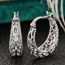 Simple Silver Plated Hoop Earring for Women Wedding Jewelry Gift
