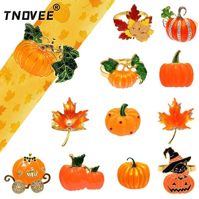 Kürbis und Ahornblatt Serviettenringe Herbst Halloween Tischdekoration