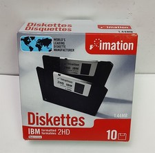 Pack of 10 Imation 2HD IBM Formatted Diskettes 1.44 MB Floppy - New