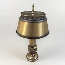1960s Modern Tole Ware Metal Gold Lamps Desk Table Burnished Brass Table Lamp
