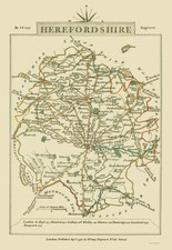 Historic Map - Herefordshire County England - Cary 1792 - Vintage Wall Art
