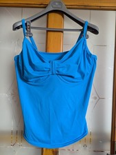 BHS Size 22 Blue Adjustable Strap Underwired Tankini Swimming Top