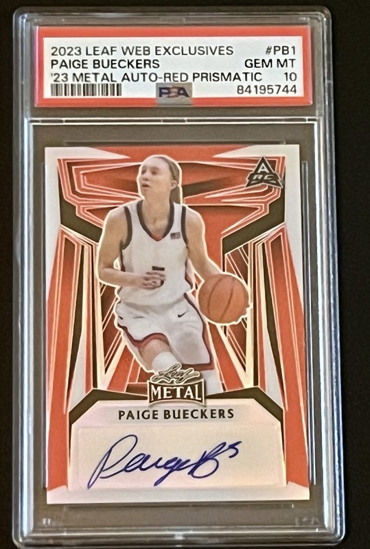 2023 Leaf Web Exclusives Metal Red PRISMATIC Paige Bueckers RC AUTO /199 PSA 10