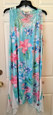 India Boutique Women's Plus Size Blue Multicolor Floral Tank stretch Dress P1445