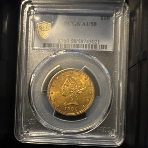1906 $10 Gold Eagle PCGS AU58 Circulated Business Strike Philadelphia Mint Coin