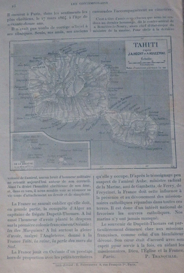L'admiral Dupetit-Thouars & Tahiti - Les Contemporains 8 Novembre 1896 #213 - Image 3 of 4