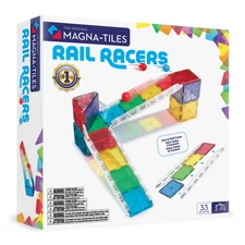 MAGNA-TILES® Rail Racers 33-Piece Magnetic Construction Set, The Original Magnet