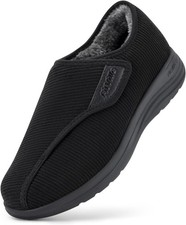 FitVille Wide Winter Slippers for Men Comfortable Slip-on House Shoes Extra Wide