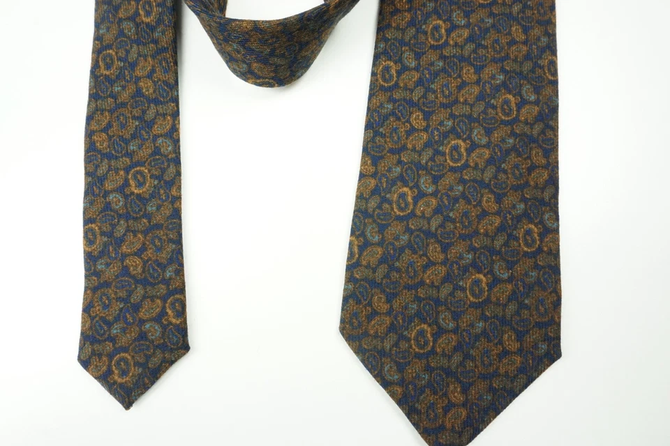 Corbata tejida Cesare Attolini marrón azul cachemira 100 % lana TOTALMENTE NUEVA Foto 3 de 4