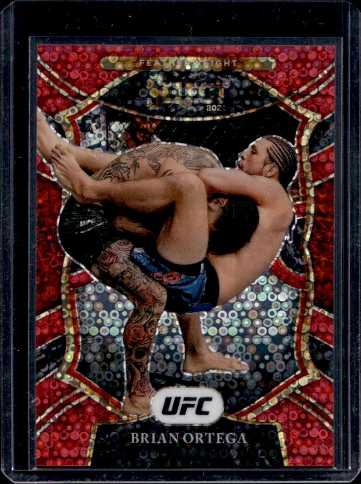 2021 Select UFC Brian Ortega Red Disco Prizm Concourse #54/199