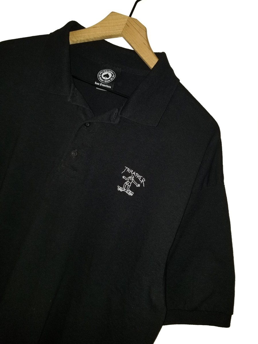 THRASHER Skateboard Magazine Polo Shirt Little Gonz Black Skate