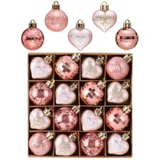16Pcs Valentines Heart Shaped Ornaments Gift Pack, Christmas Craft Painted Tr...