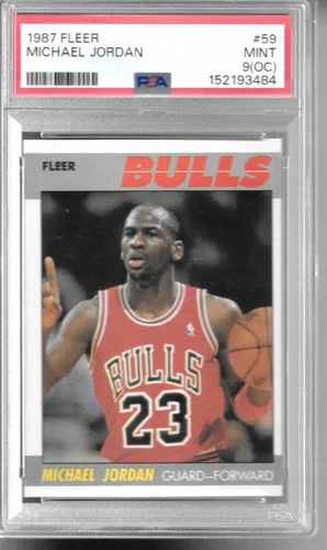 1987 Fleer #59 MICHAEL JORDAN PSA 9 OC MINT Chicago Bulls 2nd Year Card HOF