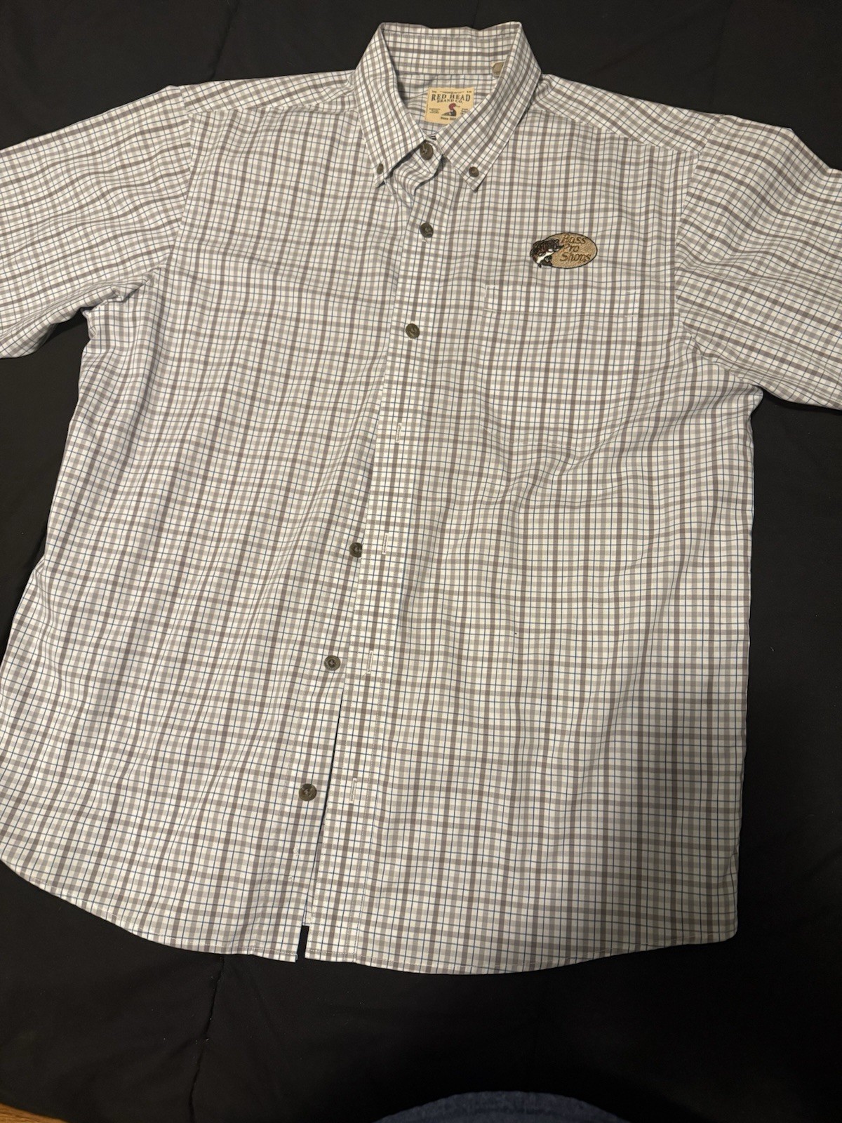 Bass Pro Red Head Brand Men's Plaid Short Sleeve Button Up Shirt Size L