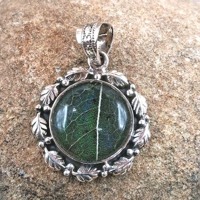 Native American Southwestern Style Aurora Opal Pendant Sterling Silver 