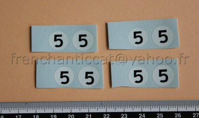 FE Miniature Vehicle 1/43 Decal Number 5 Black Round White Heco Car