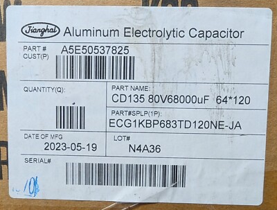 Electrolytic Capacitor 68000uF 80V Screw Terminal Jianghai Electrolytic Capacitor 68000uF 80V Screw Terminal Jianghai