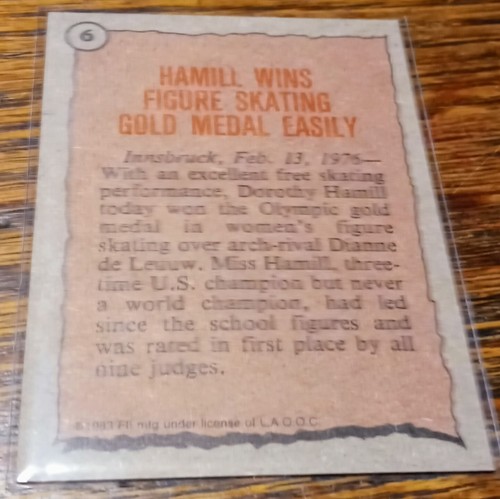 1980 Topps #6 Dorothy Hamill Greatest Olympians GEM MINT USA Figure Skating WOW - Picture 2 of 2