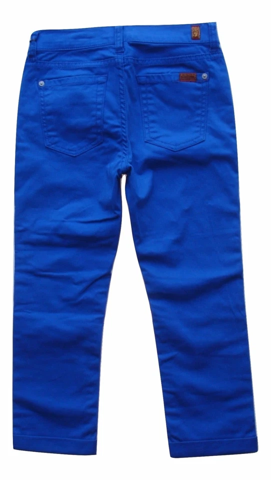 Calça jeans Capri 7 For All Mankind tamanho 10 skinny crop & roll meninas algemada azul - Imagem 2 de 4