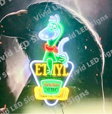 Sinclair Dino Gas Gasoline Oil 32" Vivid LED Neon Sign Light Lamp With Dimmer