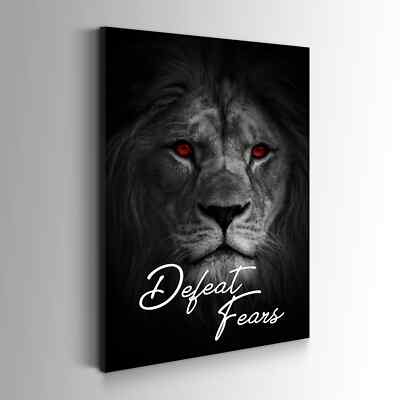 Defeat Fears Lion Wandbild XXL Canvas Leinwand Poster Acrylglas Wohnzimmer 