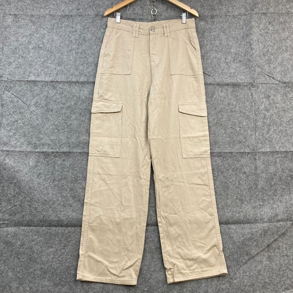 Shein Pants Womens L Large Beige Cargo Relaxed Utility Pockets 37512