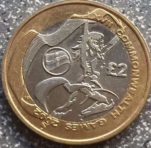 Free Shipping Commonwealth Games Rare £2 Two Pound Coin 2002 SCOTLAND Flag
