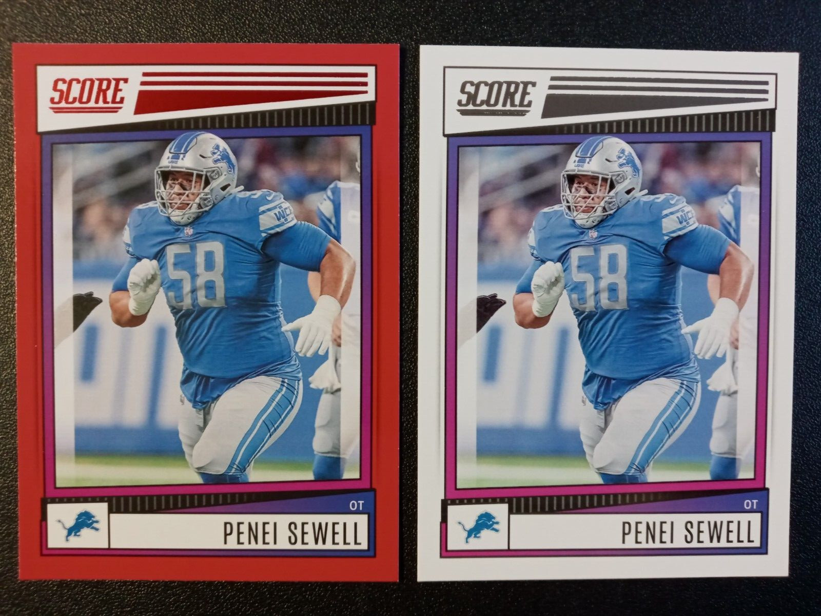 (2) 2022 Panini Score Red/Base Penei Sewell # 86 " Detroit Lions "