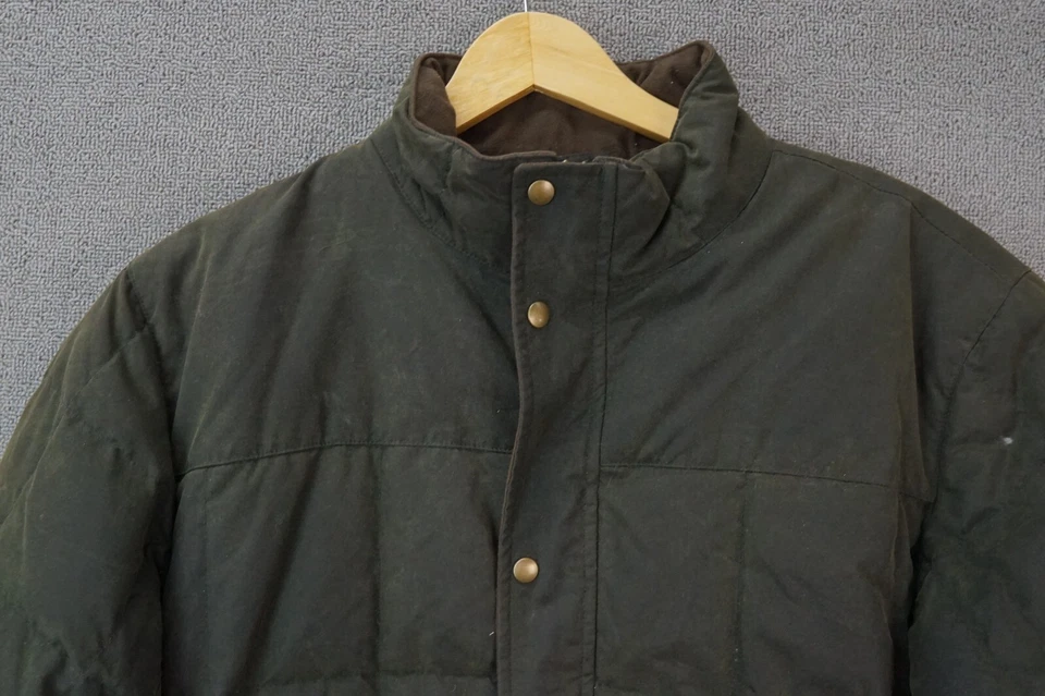 Vintage LL Bean Jacket Waxed Cotton Goose Down Puffer Green Men's Large Regular - Image 2 of 4