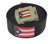 "Puerto Rico" Military Canvas Web Belt & Buckle Waist Straps 48,54,60,72 inch
